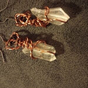 Crystal Copper Wire Wrapped Earrings